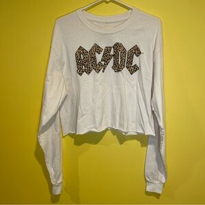 AC/DC Cropped‎ Long Sleeve Shirt Size M/L
